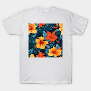 Hibiscus Flowers Pattern 13 T-Shirt